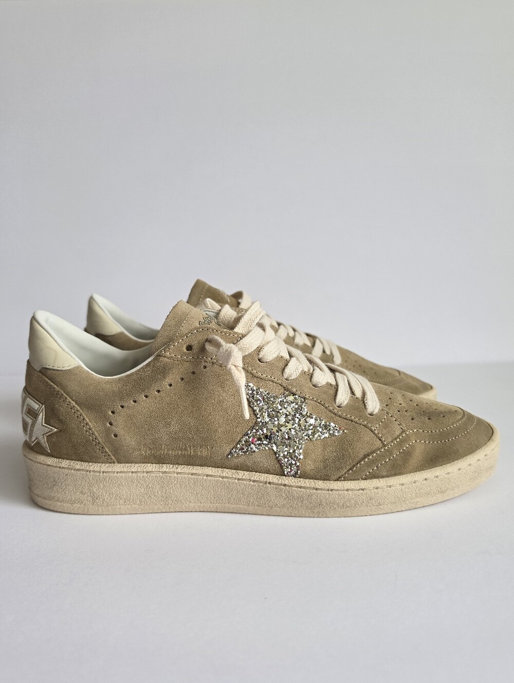 Golden Goose Ball Star Sneakers Desert Beige Cream Glitter EU 40 US 10 - Picture 4 of 12